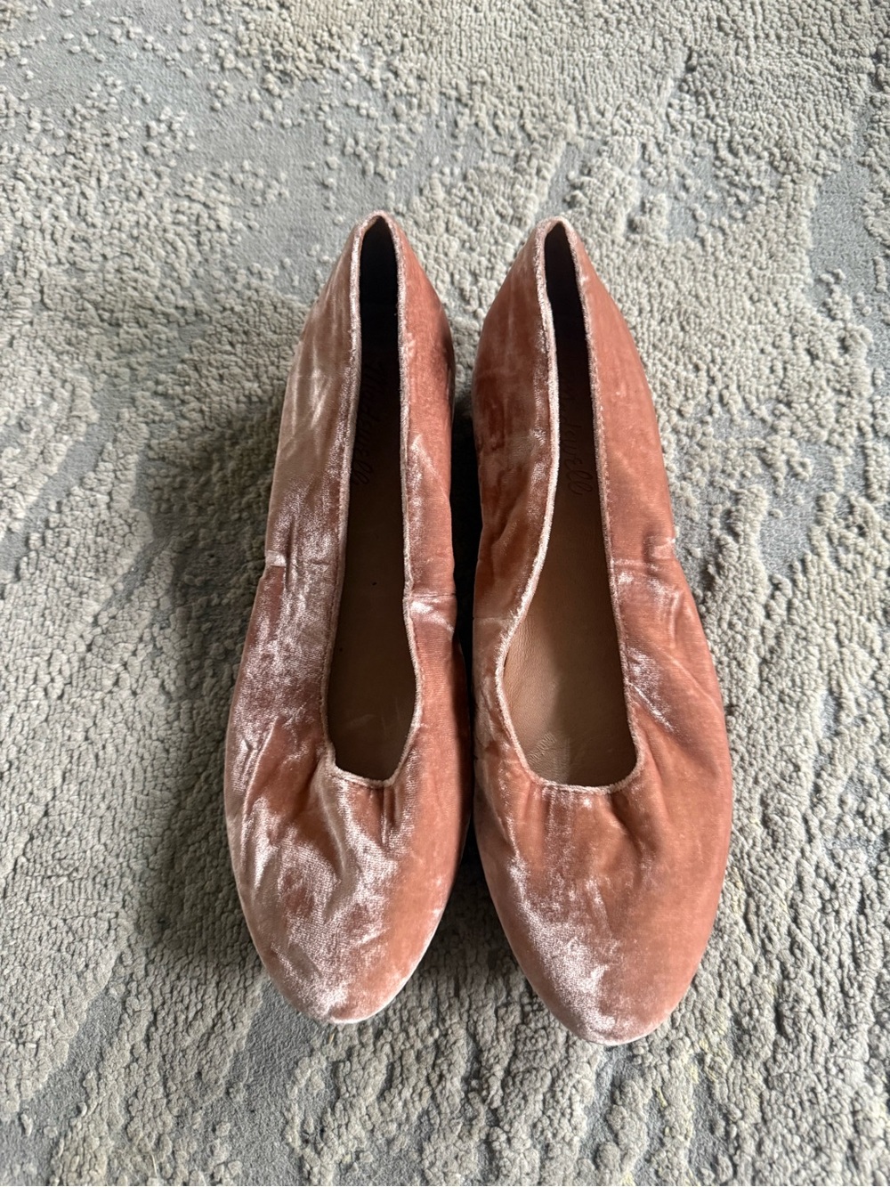 Madewell Leia Ballet Flat crushed Velvet pink flats slip on almond toe 8.5